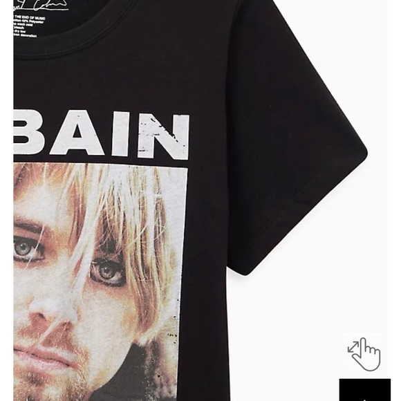 TORRID WOMEN’S CLASSIC FIT CREW TEE - KURT COBAIN BLACK SIZE 1X NWT - Picture 2 of 4